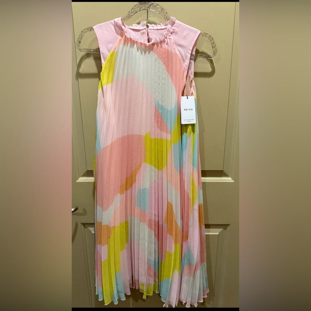 Reíss NWT Easter Pixie Rainbow Ruffle  Pleated Midi Dress SOLD OUT rare 12-13 Sz